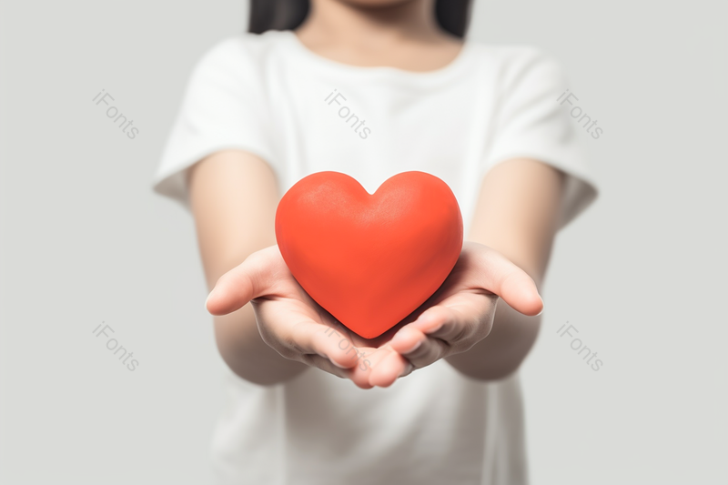 白色背景上小女孩手捧爱心平安健康摄影图,高清,摄影图,摄影图片,图片大全,摄影图免费下载